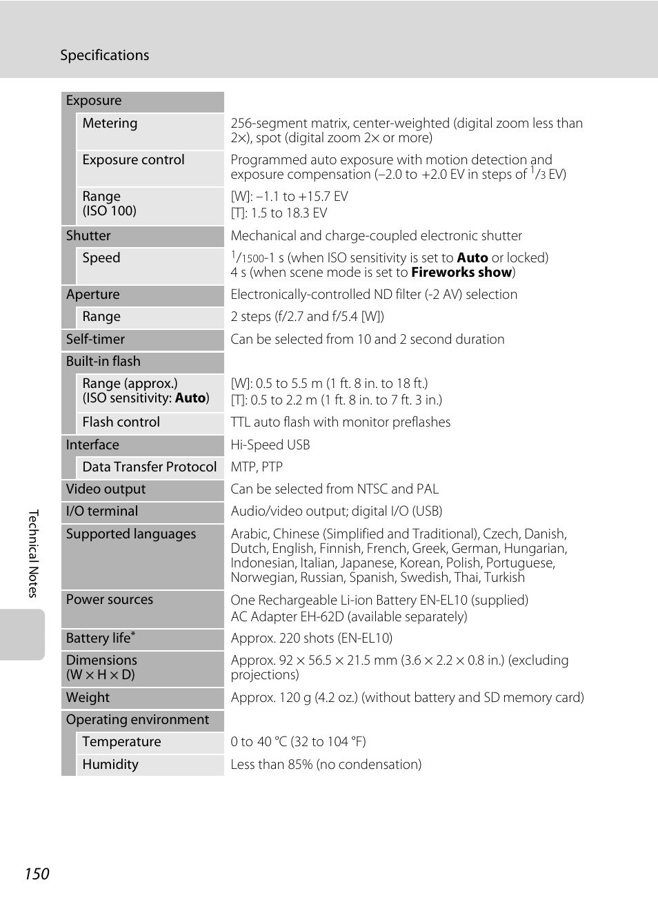 Nikon S570 User Manual | Page 162 / 172