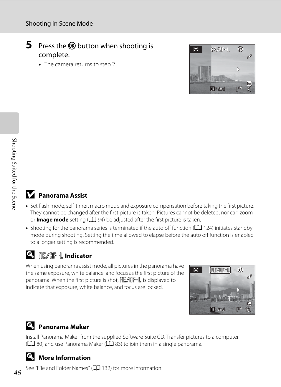 Press the k, Button when shooting is complete | Nikon S570 User Manual | Page 58 / 172