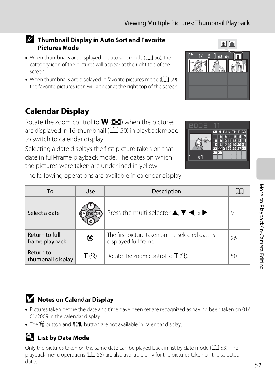 Calendar display, A 51) | Nikon S570 User Manual | Page 63 / 172