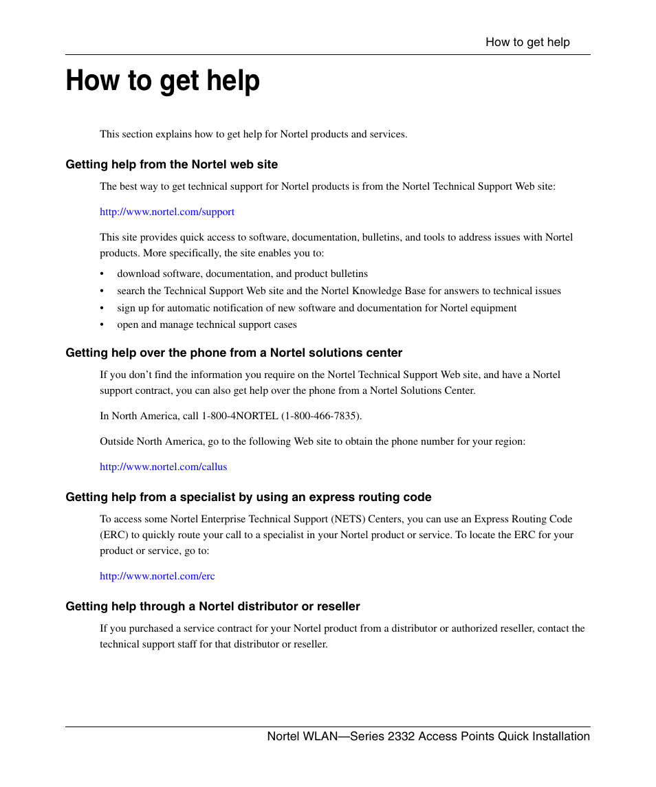 How to get help | Nortel Networks 2332 User Manual | Page 17 / 102