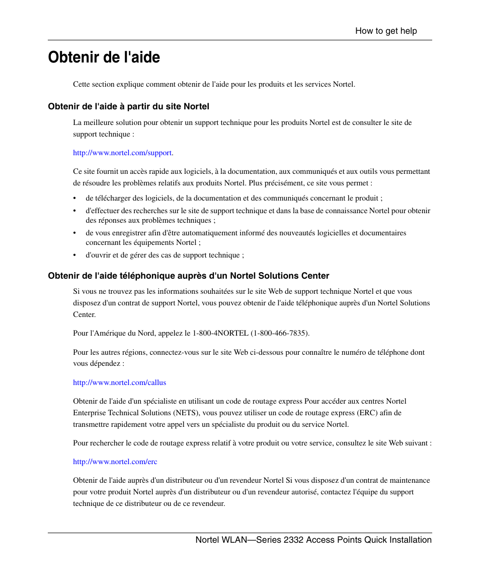 Obtenir de l'aide | Nortel Networks 2332 User Manual | Page 29 / 102