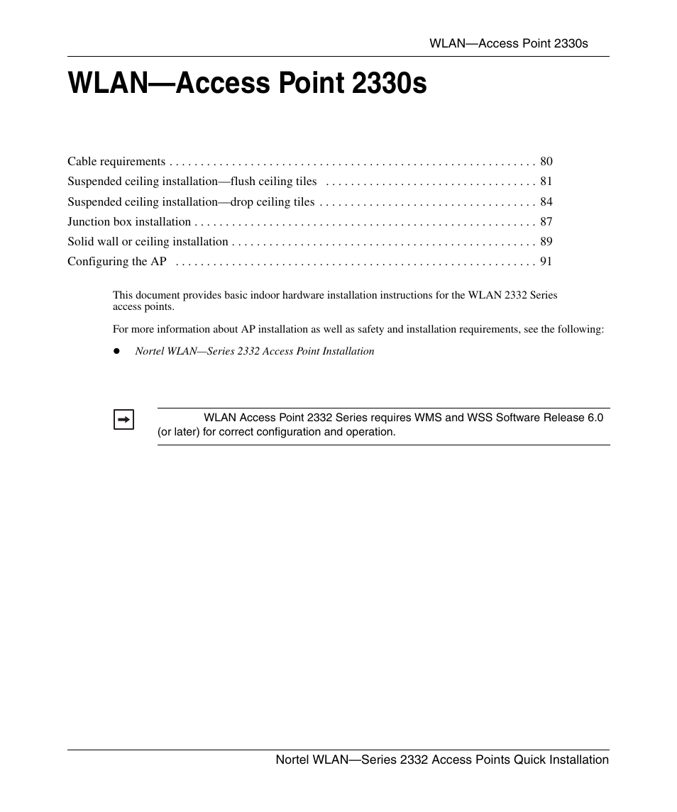 Wlan-access point 2330s, Wlan—access point 2330s | Nortel Networks 2332 User Manual | Page 79 / 102