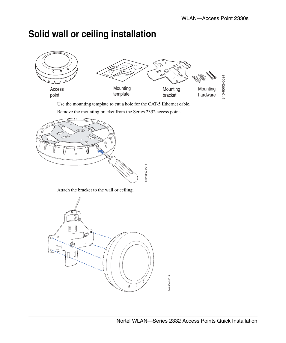 Solid wall or ceiling installation | Nortel Networks 2332 User Manual | Page 89 / 102