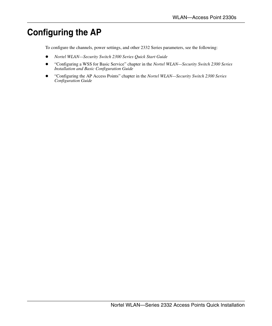 Configuring the ap | Nortel Networks 2332 User Manual | Page 91 / 102