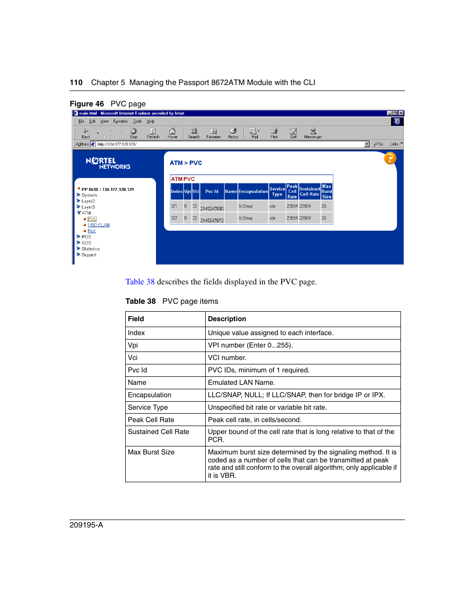 Figure 46, Table 38 | Nortel Networks Passport Module 8672A User Manual | Page 110 / 152