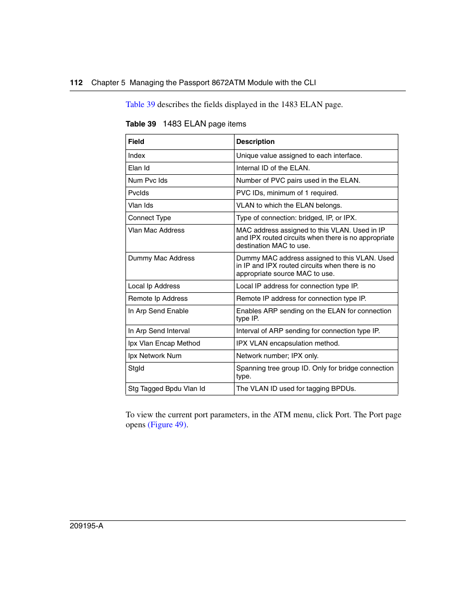 Table 39 | Nortel Networks Passport Module 8672A User Manual | Page 112 / 152