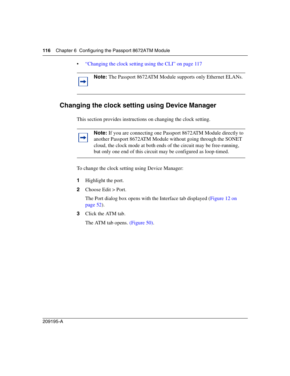 Changing the clock setting using device manager | Nortel Networks Passport Module 8672A User Manual | Page 116 / 152