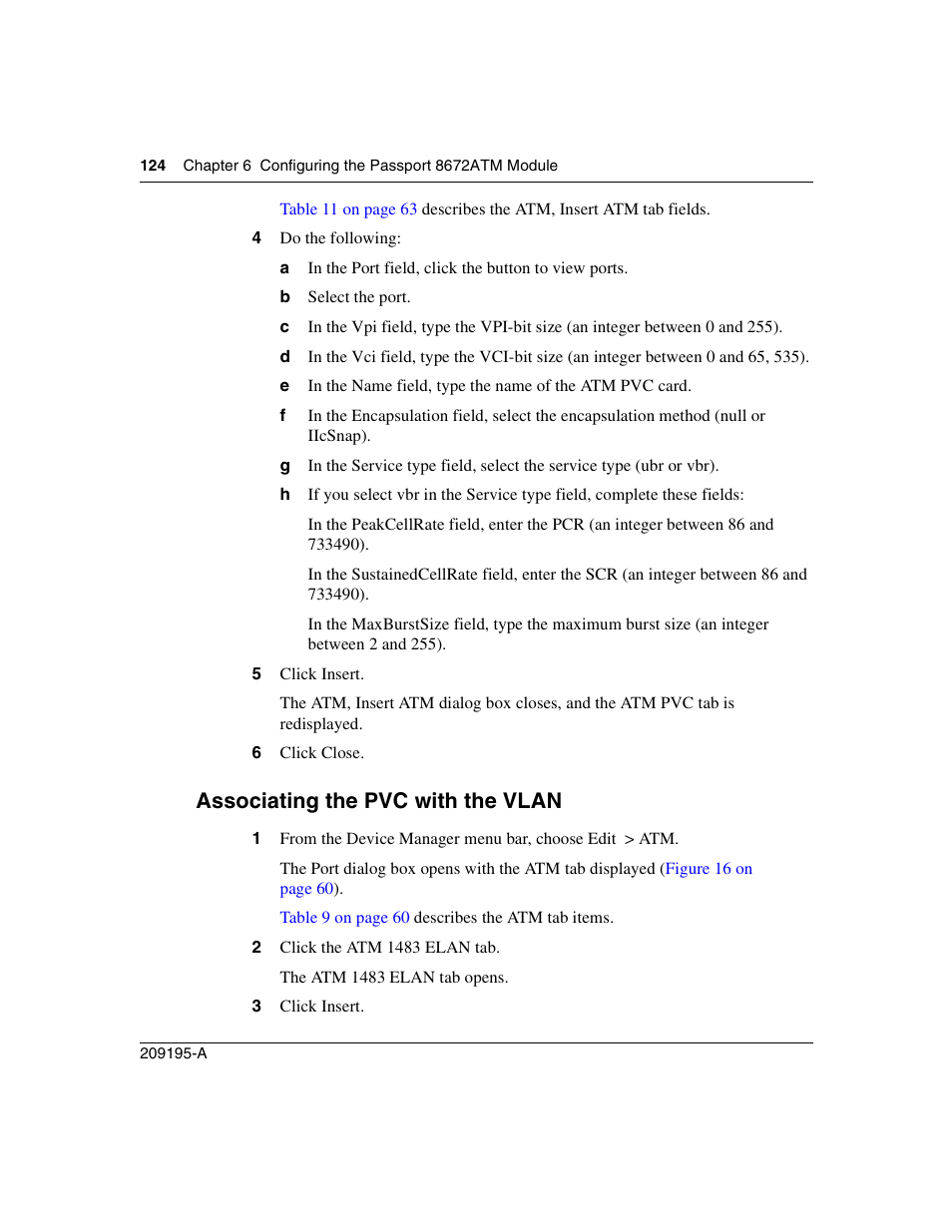 Associating the pvc with the vlan | Nortel Networks Passport Module 8672A User Manual | Page 124 / 152
