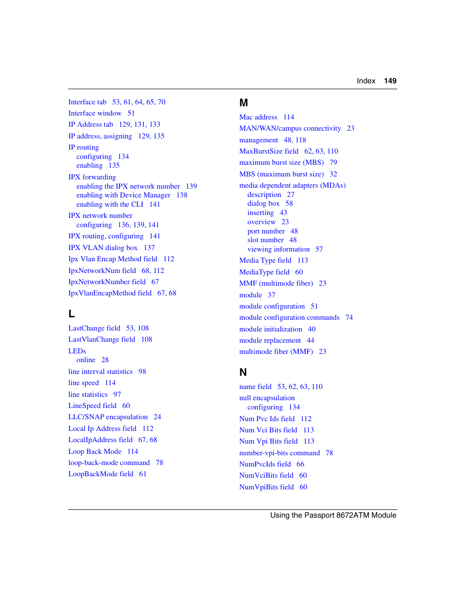 Nortel Networks Passport Module 8672A User Manual | Page 149 / 152