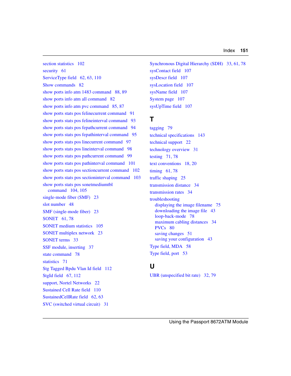 Nortel Networks Passport Module 8672A User Manual | Page 151 / 152