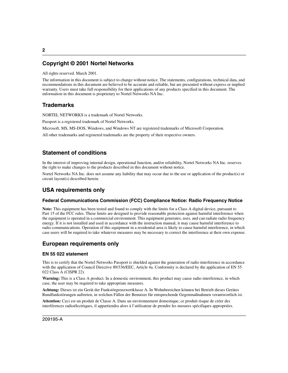 Nortel Networks Passport Module 8672A User Manual | Page 2 / 152