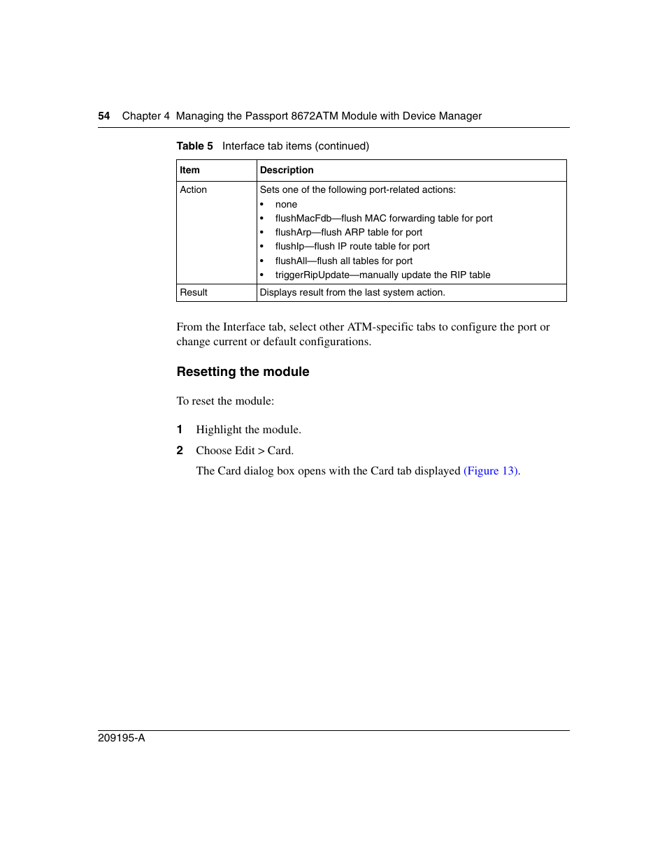 Resetting the module | Nortel Networks Passport Module 8672A User Manual | Page 54 / 152