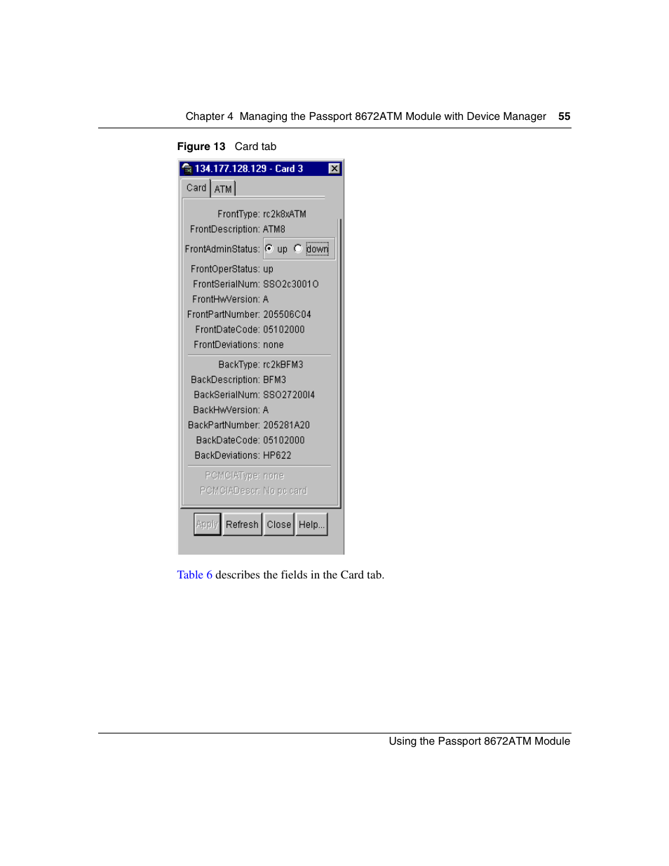 Figure 13, Card tab | Nortel Networks Passport Module 8672A User Manual | Page 55 / 152