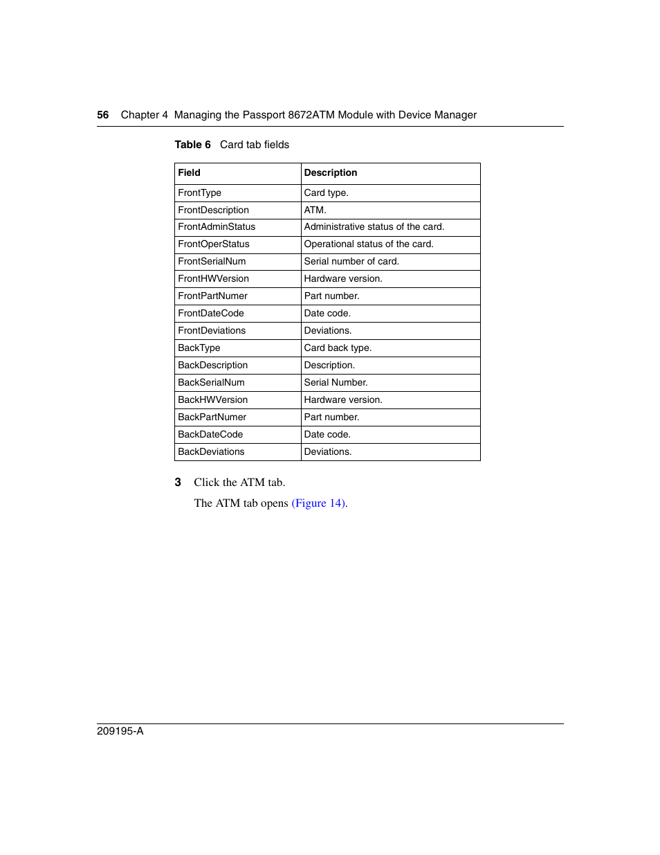 Table 6, Card tab fields | Nortel Networks Passport Module 8672A User Manual | Page 56 / 152