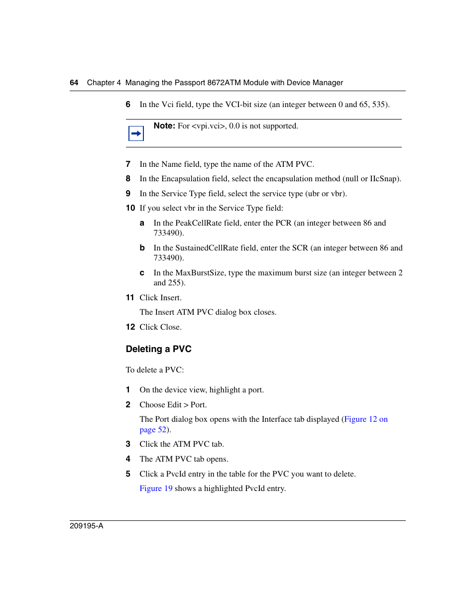 Deleting a pvc | Nortel Networks Passport Module 8672A User Manual | Page 64 / 152