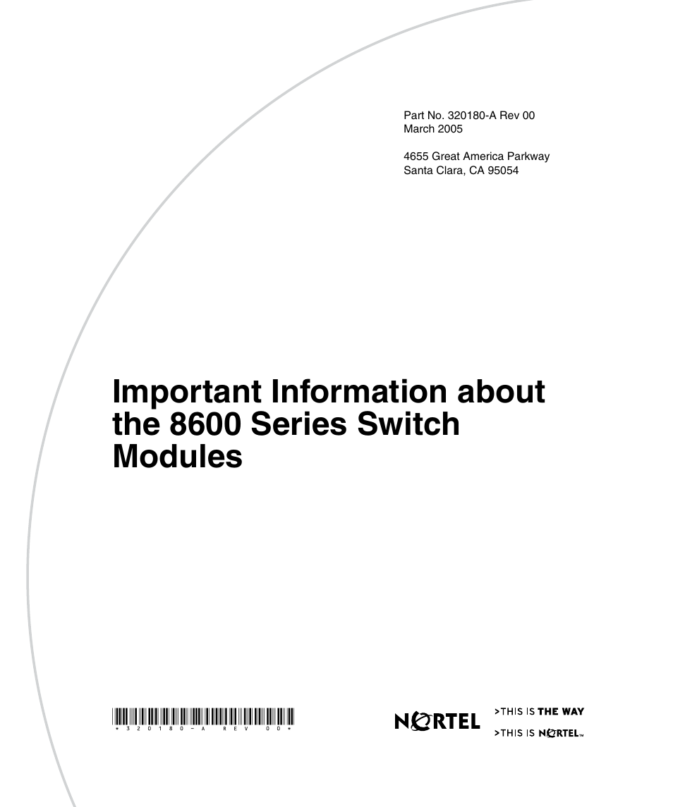 Nortel Networks 8600 User Manual | 24 pages