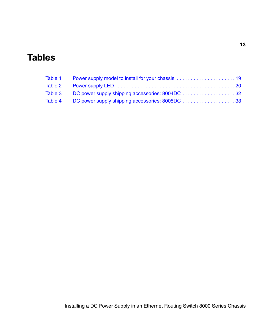 Tables | Nortel Networks 8000 Series User Manual | Page 13 / 60
