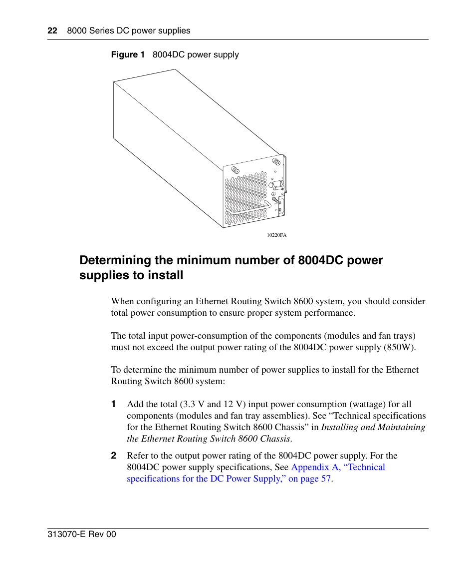 Figure 1, 8004dc power supply | Nortel Networks 8000 Series User Manual | Page 22 / 60