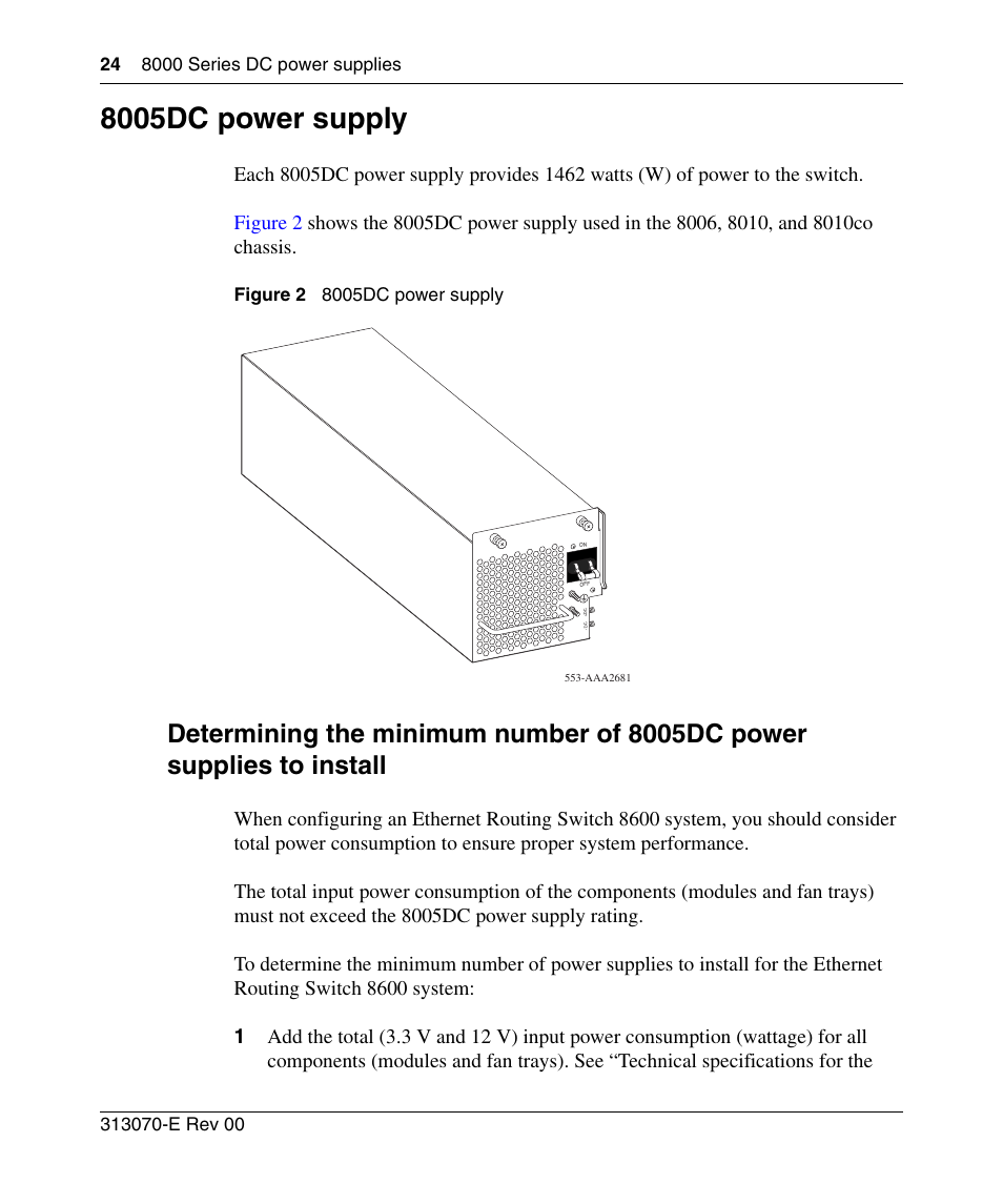 8005dc power supply, Figure 2 | Nortel Networks 8000 Series User Manual | Page 24 / 60