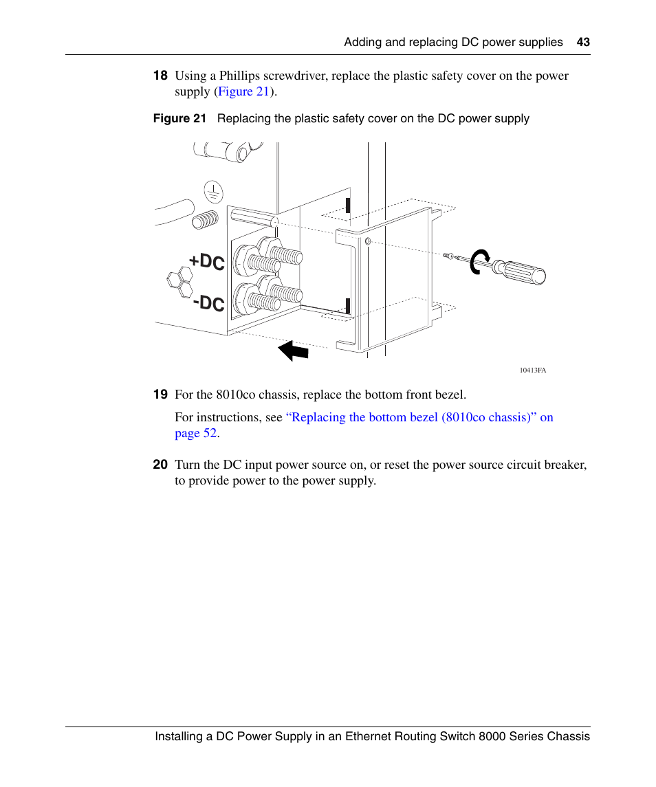 Figure 21, Dc +dc | Nortel Networks 8000 Series User Manual | Page 43 / 60