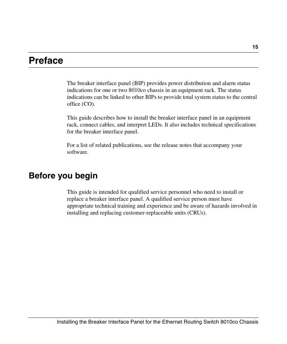 Preface, Before you begin | Nortel Networks 8010co User Manual | Page 15 / 82