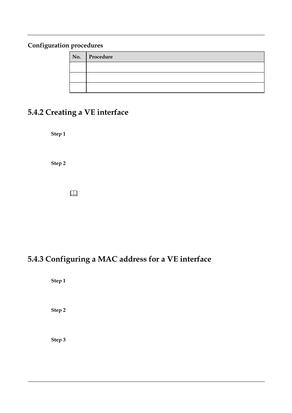 Configuration procedures, 2 creating a ve interface, 3 configuring a mac address for a ve interface | 2 creating a ve interface -12, 3 configuring a mac address for a ve interface -12 | Nortel Networks 8000 User Manual | Page 113 / 486