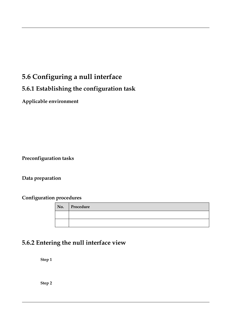 6 configuring a null interface, 1 establishing the configuration task, Applicable environment | Preconfiguration tasks, Data preparation, Configuration procedures, 2 entering the null interface view, 5 configuring ce3 interfaces -20, 1 establishing the configuration task -23, 2 entering the null interface view -15 | Nortel Networks 8000 User Manual | Page 116 / 486