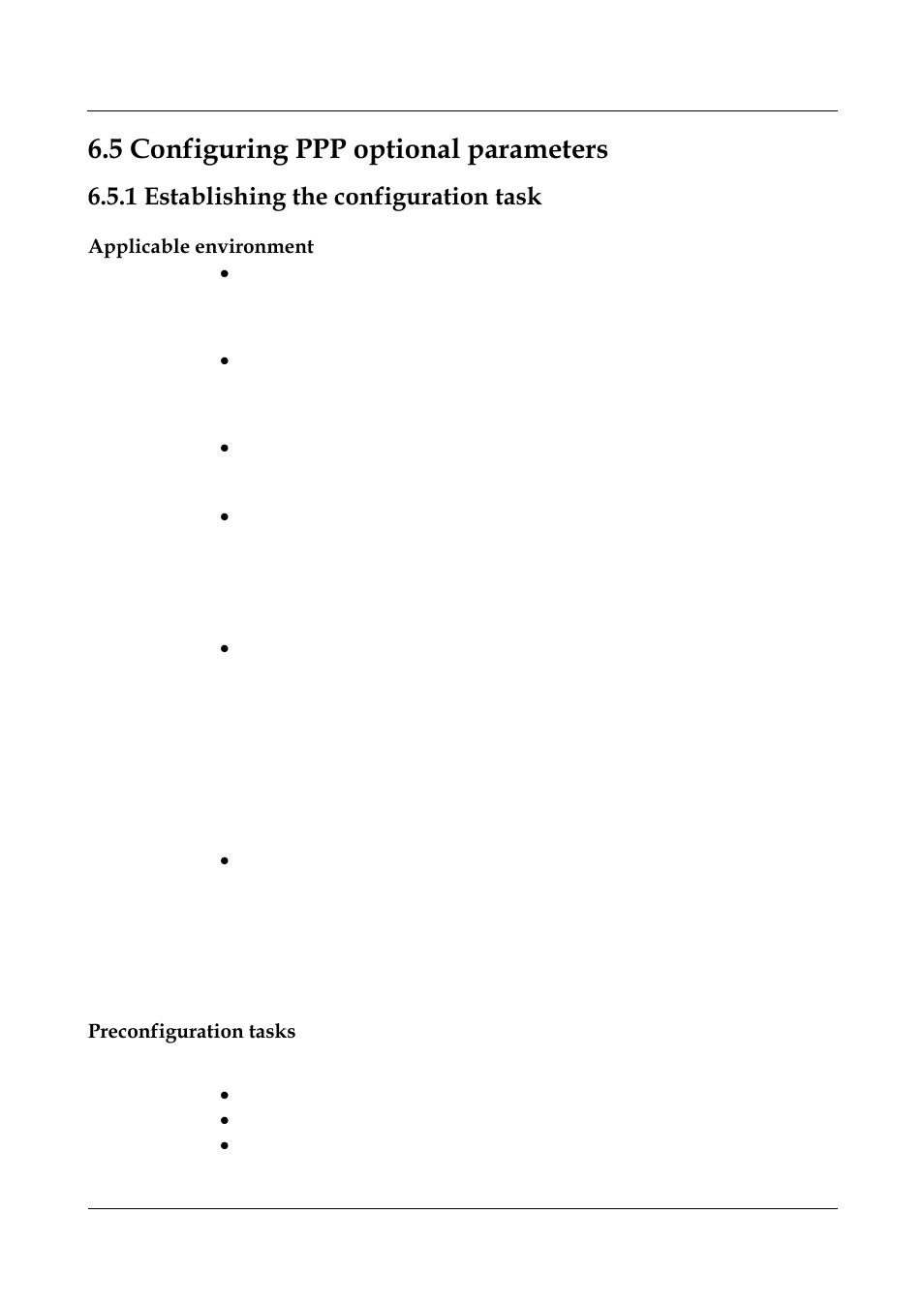 5 configuring ppp optional parameters, 1 establishing the configuration task, Applicable environment | Preconfiguration tasks, 1 establishing the configuration task -13, 5 configuring ppp optional parameters -17 | Nortel Networks 8000 User Manual | Page 144 / 486