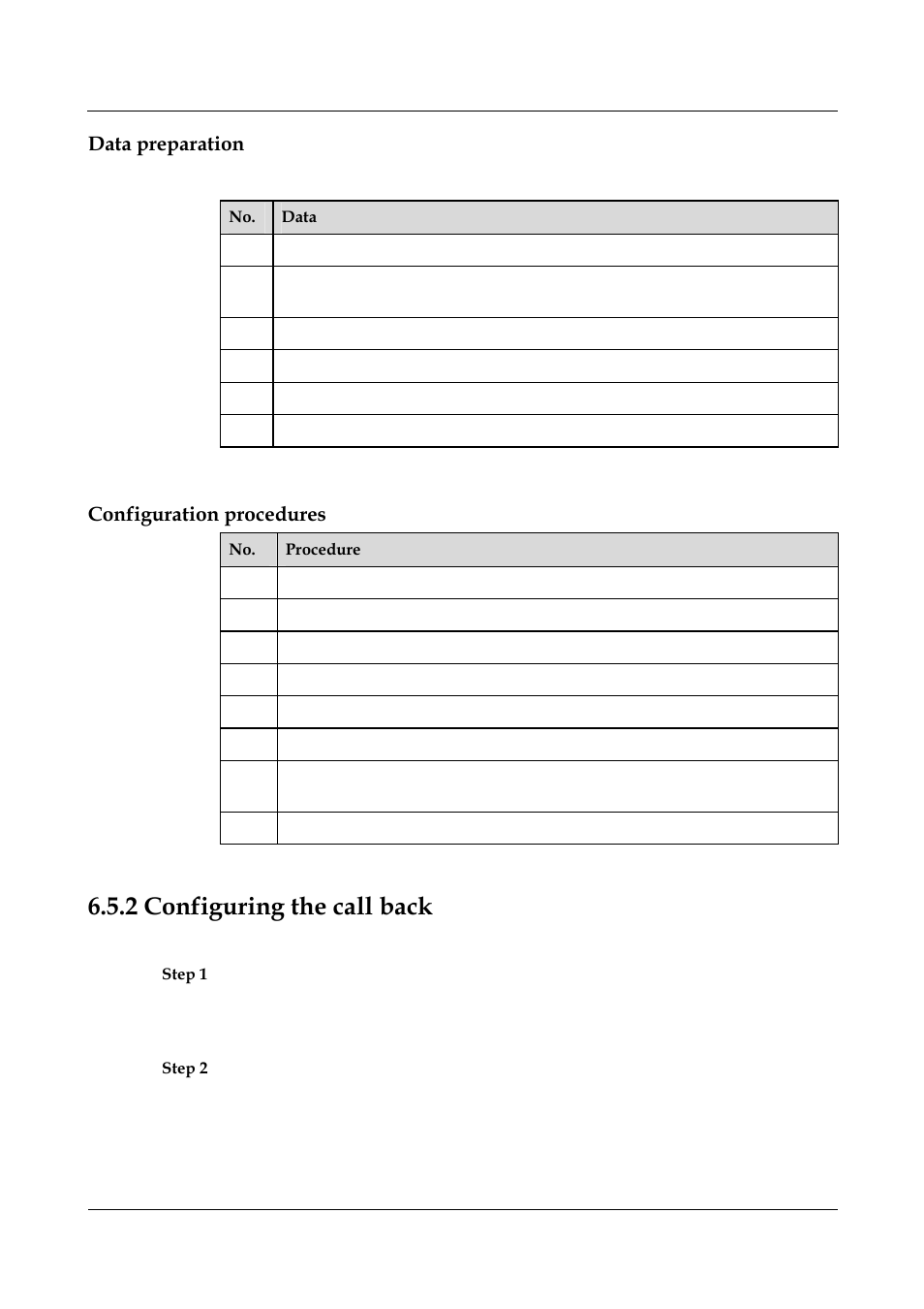 Data preparation, Configuration procedures, 2 configuring the call back | 2 configuring the call back -19 | Nortel Networks 8000 User Manual | Page 145 / 486