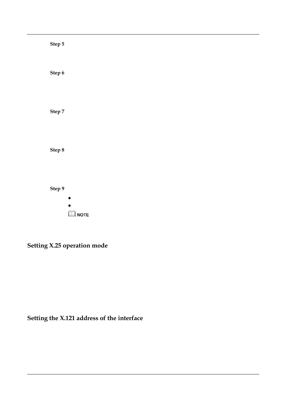 Setting x.25 operation mode, Setting the x.121 address of the interface | Nortel Networks 8000 User Manual | Page 217 / 486