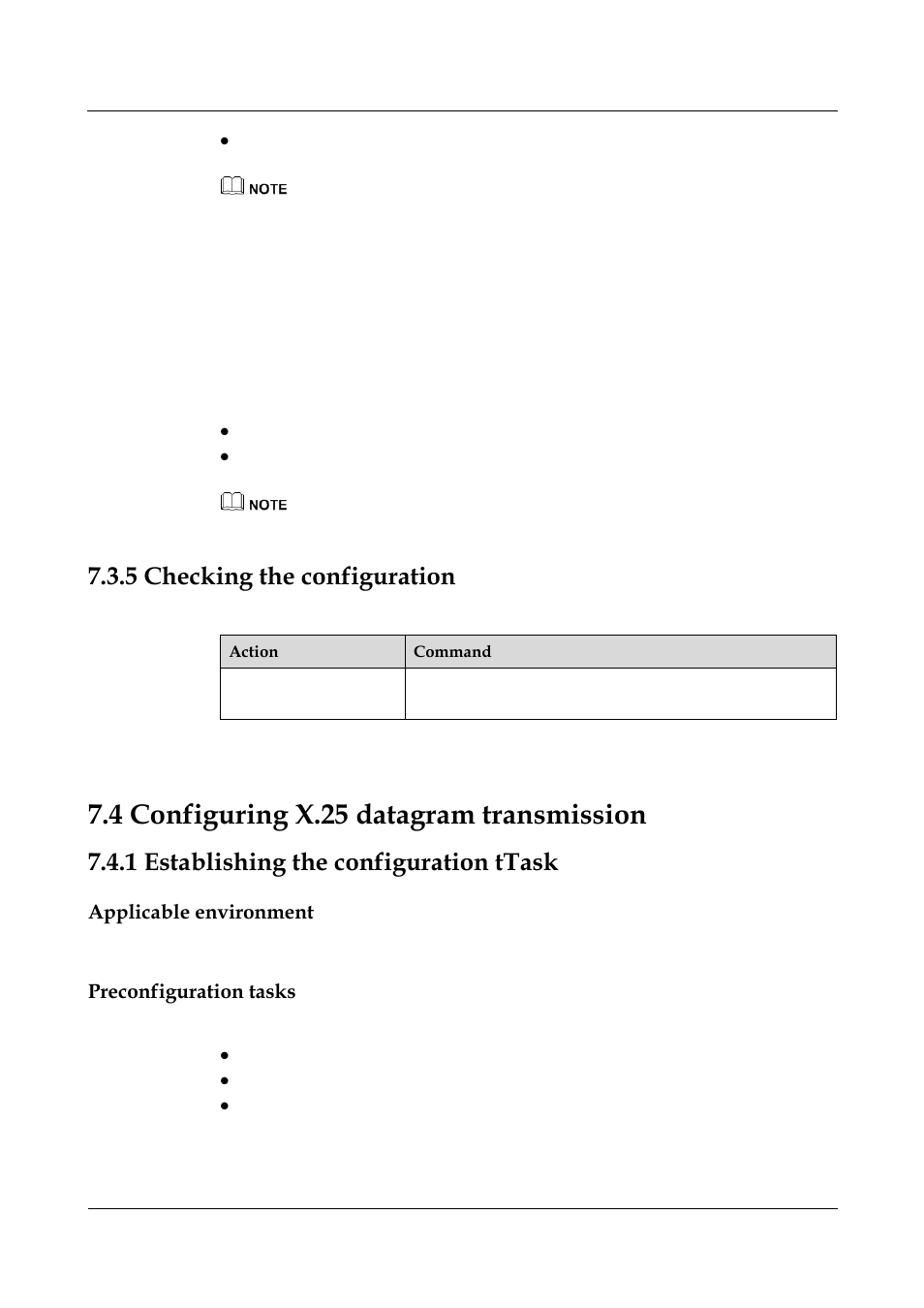 5 checking the configuration, 4 configuring x.25 datagram transmission, 1 establishing the configuration ttask | Applicable environment, Preconfiguration tasks, 4 checking the configuration -28, 1 establishing the configuration task -33, 4 configuring x.25 datagram transmission -22, Checking the configuration | Nortel Networks 8000 User Manual | Page 225 / 486