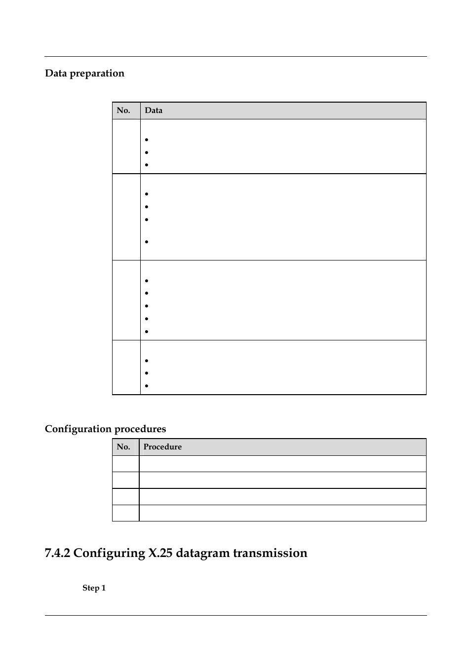 Data preparation, Configuration procedures, 2 configuring x.25 datagram transmission | 2 configuring x.25 datagram transmission -23 | Nortel Networks 8000 User Manual | Page 226 / 486
