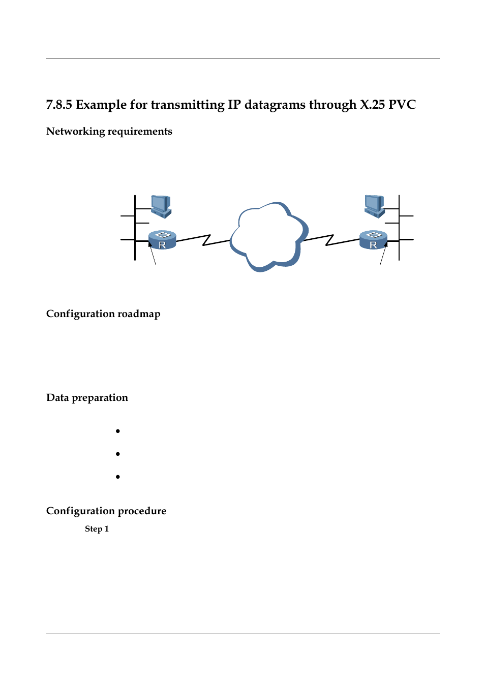 Networking requirements, Configuration roadmap, Data preparation | Configuration procedure, Example for configuring the tcp/ip header | Nortel Networks 8000 User Manual | Page 253 / 486