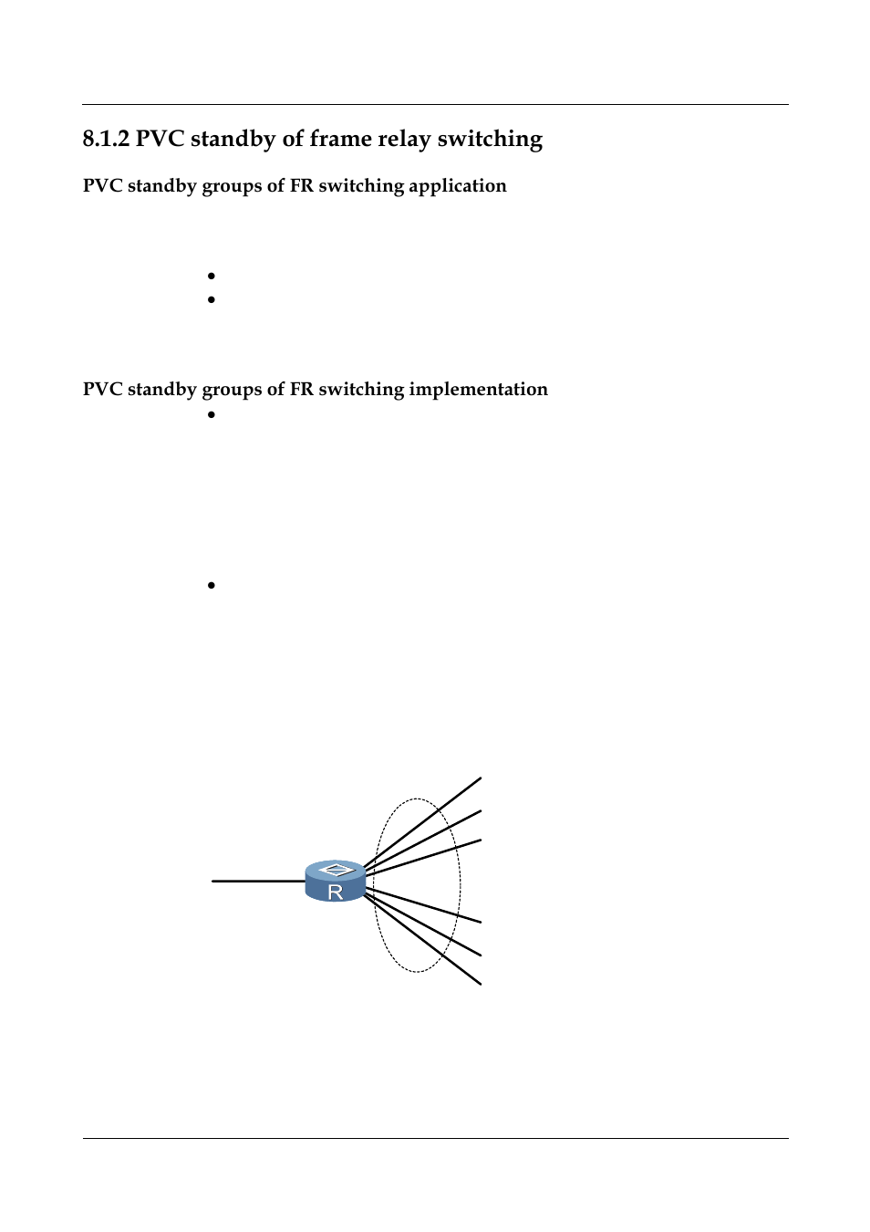 2 pvc standby of frame relay switching, Pvc standby groups of fr switching application, Pvc standby groups of fr switching implementation | 2 pvc standby of frame relay switching -7, Pvc standby of frame relay switching | Nortel Networks 8000 User Manual | Page 297 / 486