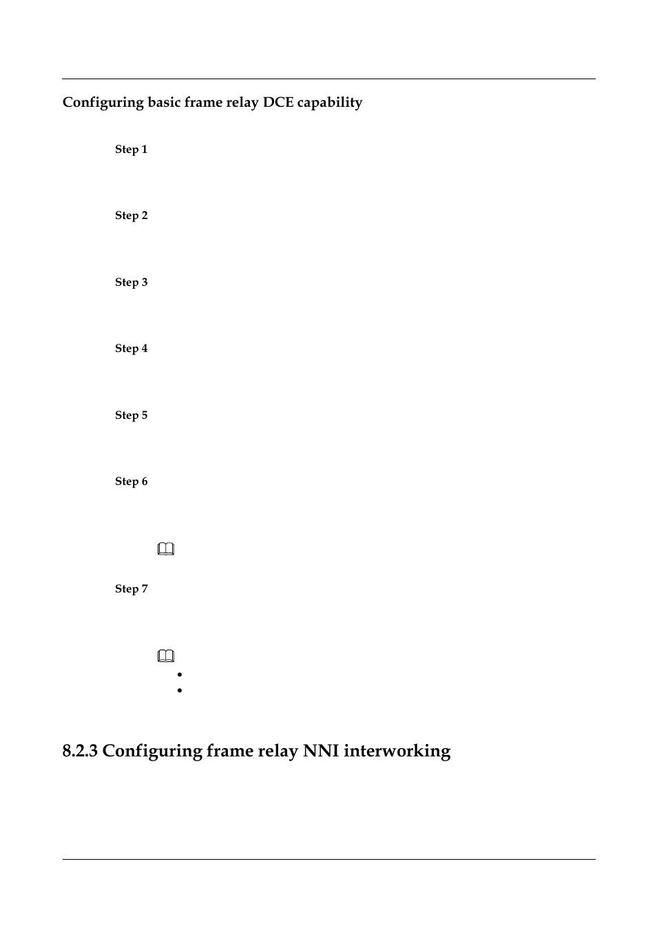 Configuring basic frame relay dce capability, 3 configuring frame relay nni interworking, Configuring frame relay nni interworking | Nortel Networks 8000 User Manual | Page 302 / 486