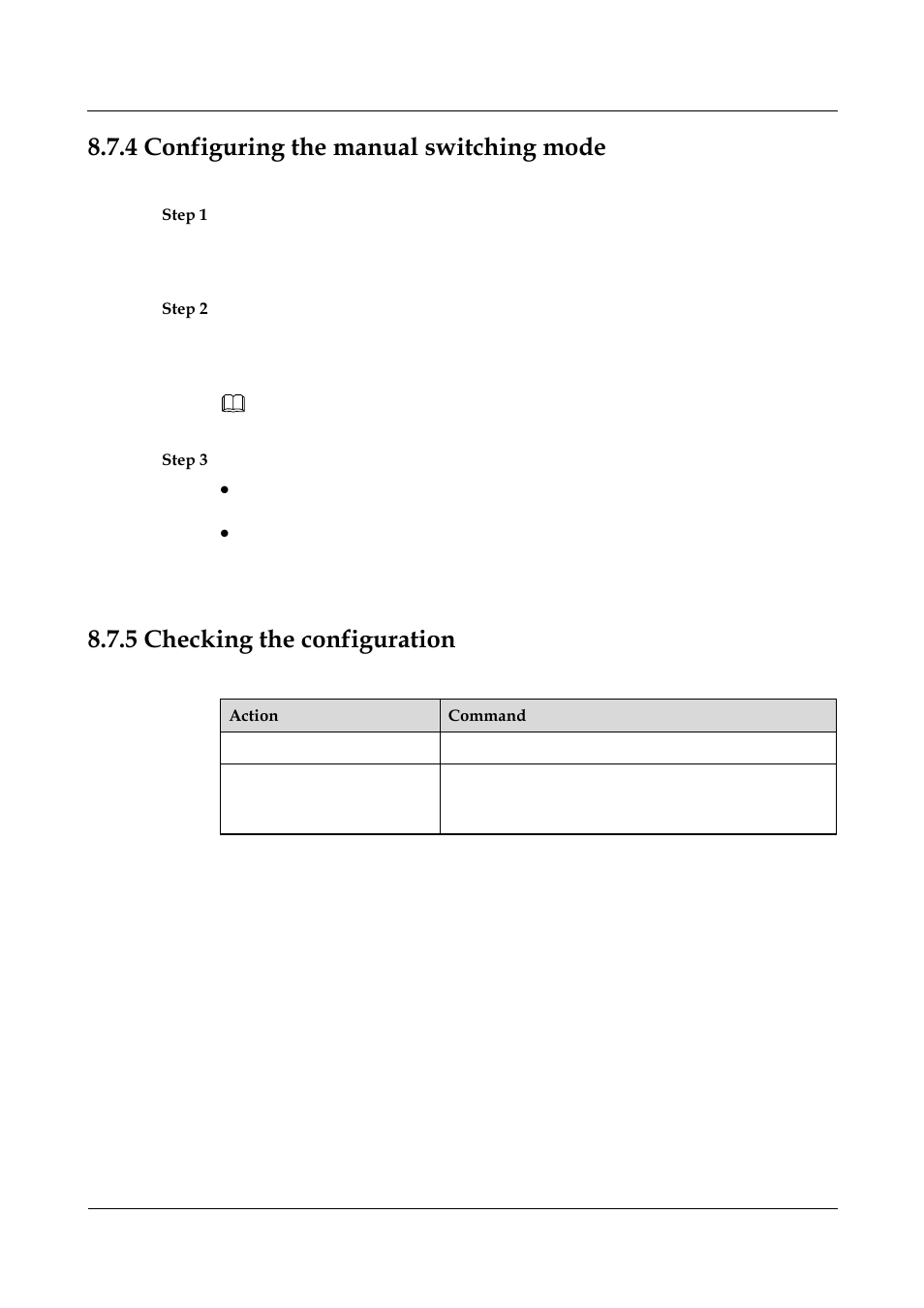 4 configuring the manual switching mode, 5 checking the configuration, 6 checking the configuration -37 | 4 configuring the manual switching mode -29, Configuring the manual switching mode, Checking the configuration | Nortel Networks 8000 User Manual | Page 319 / 486