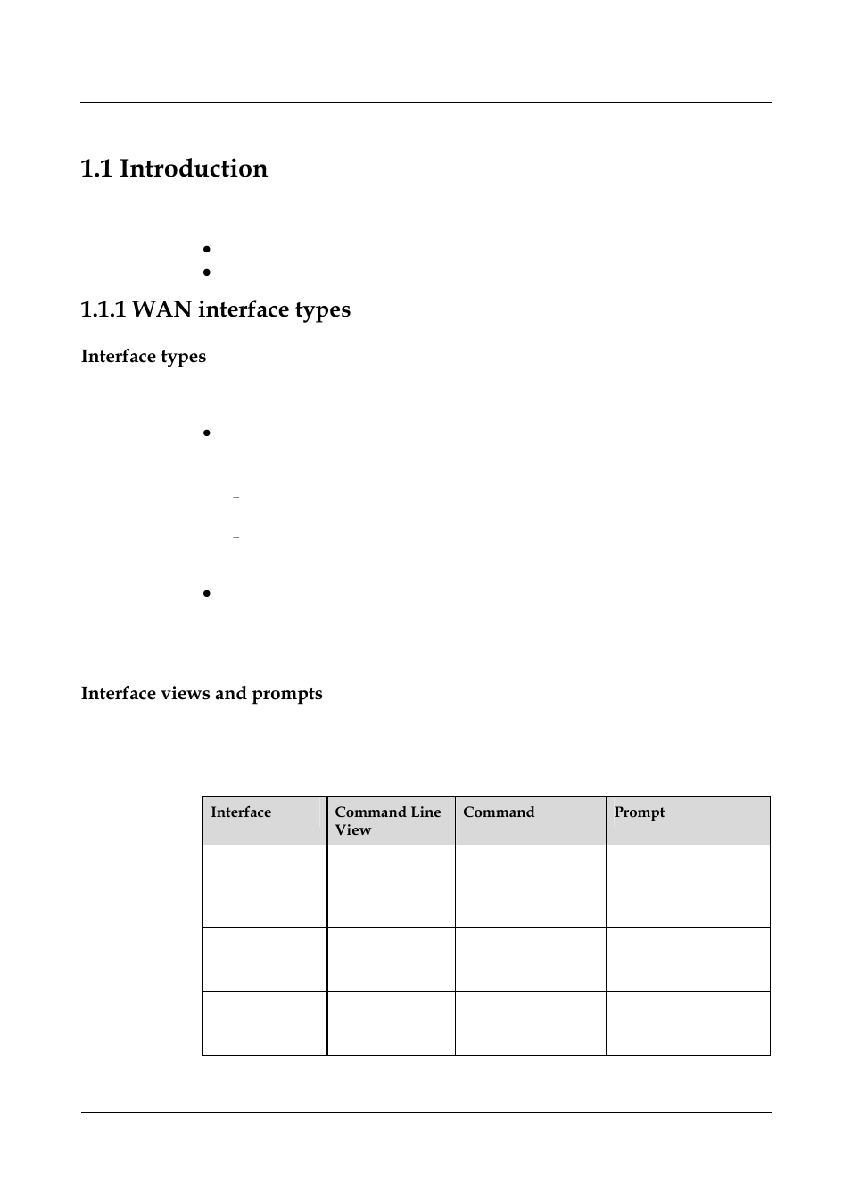 1 introduction, 1 wan interface types, Interface types | Interface views and prompts, 1 introduction -2, 1 wan interface types -2 | Nortel Networks 8000 User Manual | Page 32 / 486