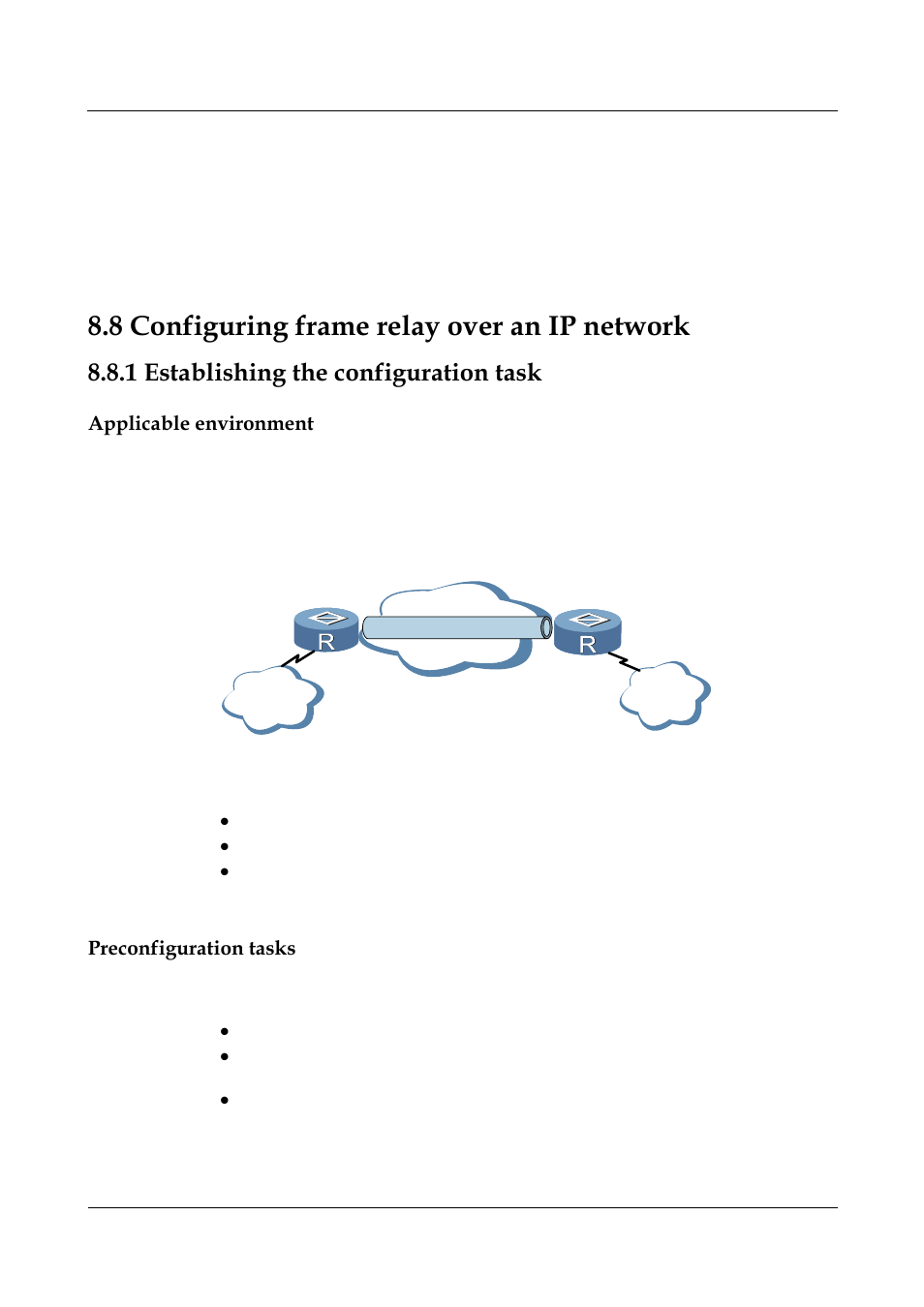 8 configuring frame relay over an ip network, 1 establishing the configuration task, Applicable environment | Preconfiguration tasks, 1 establishing the configuration task -14, 8 configuring frame relay over an ip network -30, 7 configuring pvc standby, Groups of frame relay | Nortel Networks 8000 User Manual | Page 320 / 486