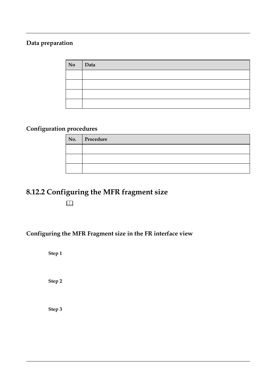 Data preparation, Configuration procedures, 2 configuring the mfr fragment size | 2 configuring the mfr fragment size -42 | Nortel Networks 8000 User Manual | Page 332 / 486