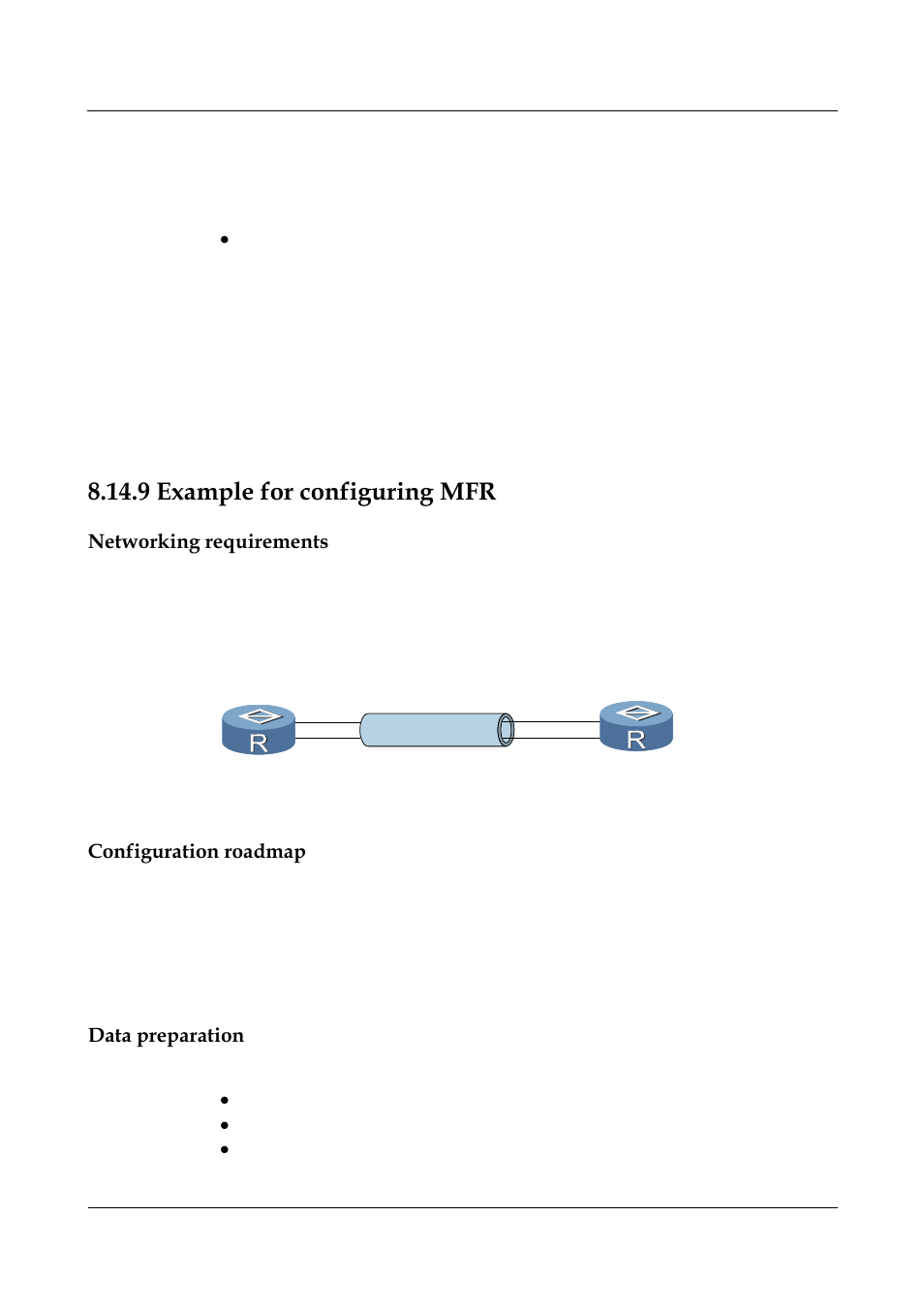 9 example for configuring mfr, Networking requirements, Configuration roadmap | Data preparation, 9 example for configuring mfr -71, Line, Example for configuring mfr | Nortel Networks 8000 User Manual | Page 361 / 486