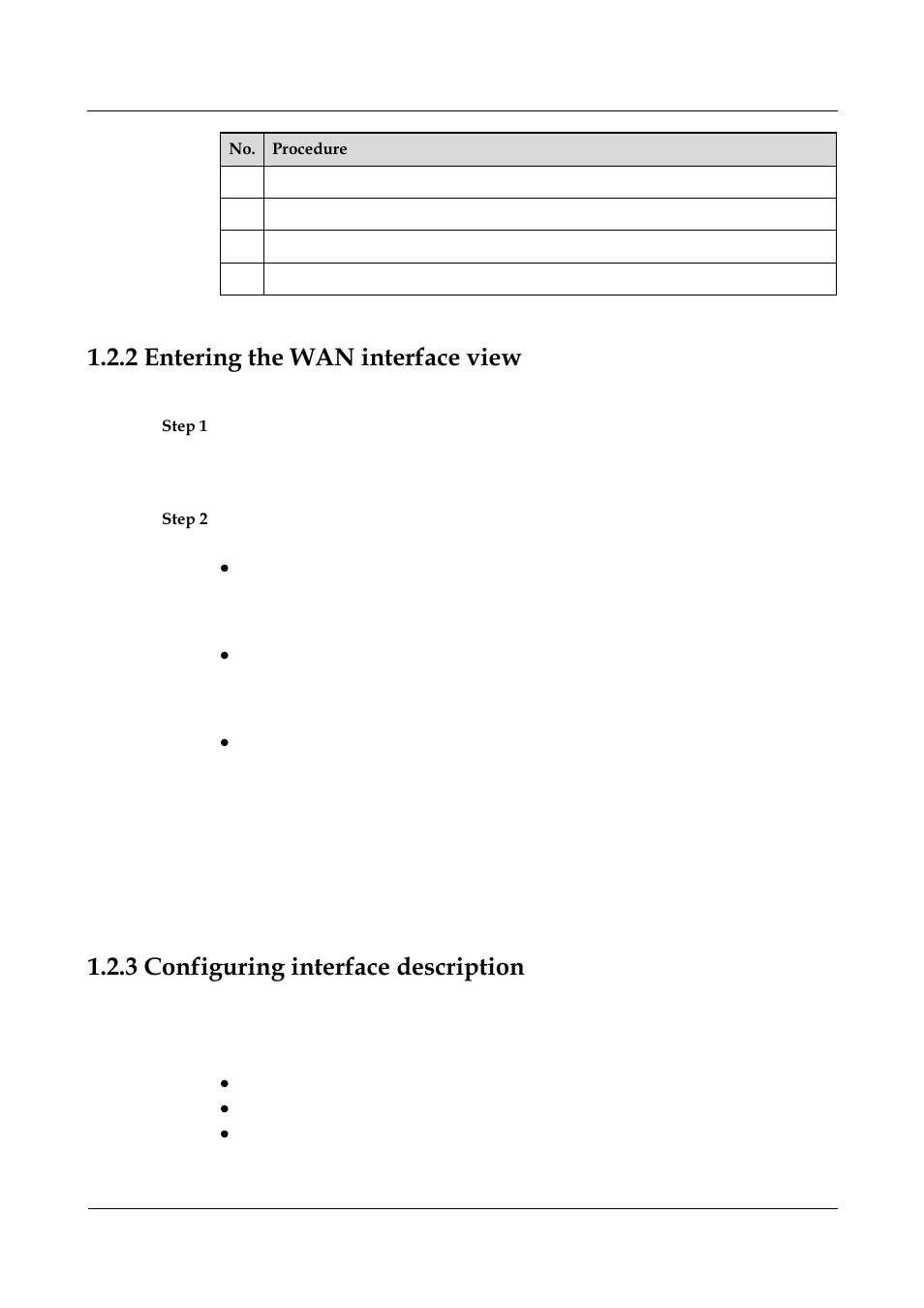 2 entering the wan interface view, 3 configuring interface description, 2 entering the wan interface view -7 | 3 configuring interface description -7 | Nortel Networks 8000 User Manual | Page 37 / 486