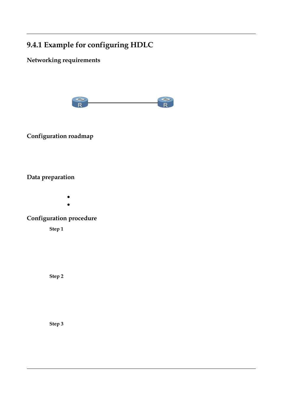 1 example for configuring hdlc, Networking requirements, Configuration roadmap | Data preparation, Configuration procedure, 1 example for configuring hdlc -6 | Nortel Networks 8000 User Manual | Page 378 / 486