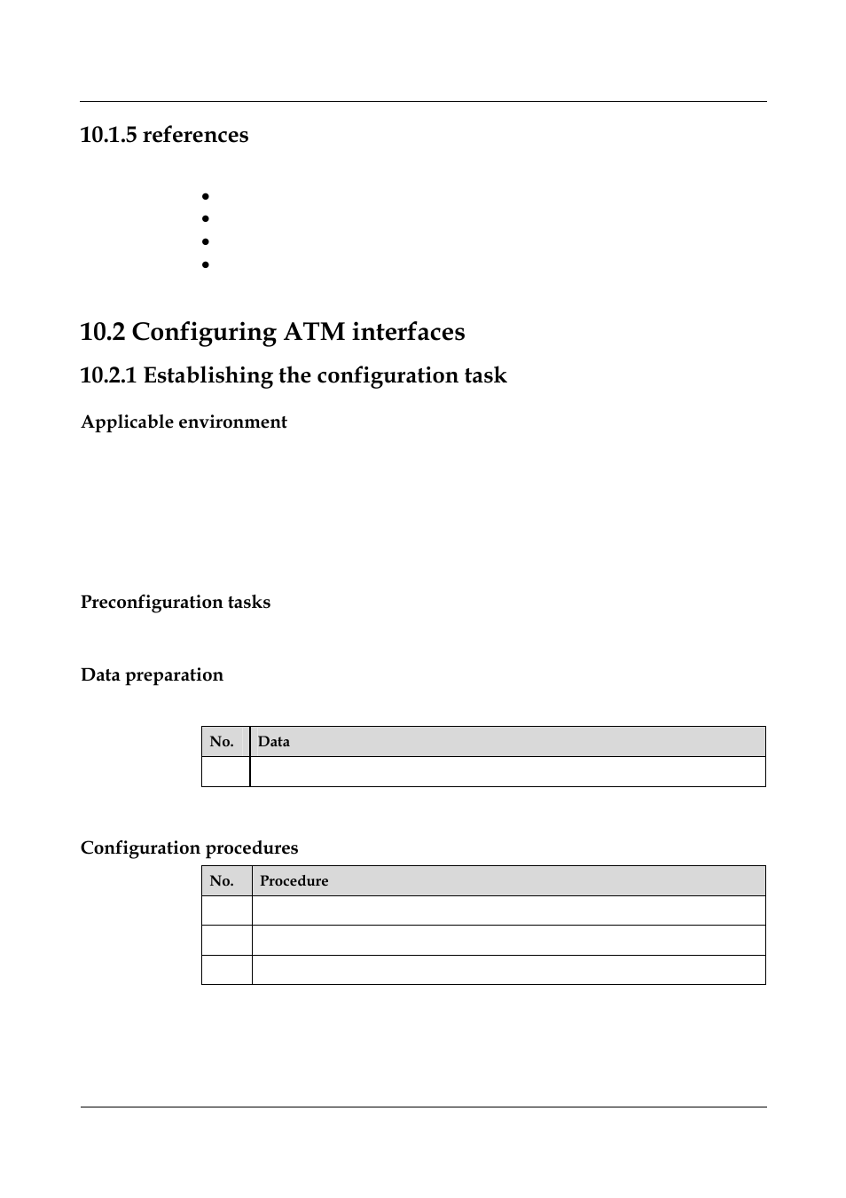 5 references, 2 configuring atm interfaces, 1 establishing the configuration task | Applicable environment, Preconfiguration tasks, Data preparation, 3 configuring stm-1 cpos interfaces -15, 1 establishing the configuration task -32, 5 references -6, References | Nortel Networks 8000 User Manual | Page 395 / 486
