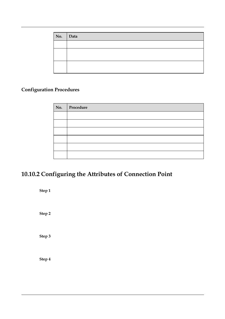 Configuration procedures, 2 configuring the attributes of connection point | Nortel Networks 8000 User Manual | Page 417 / 486