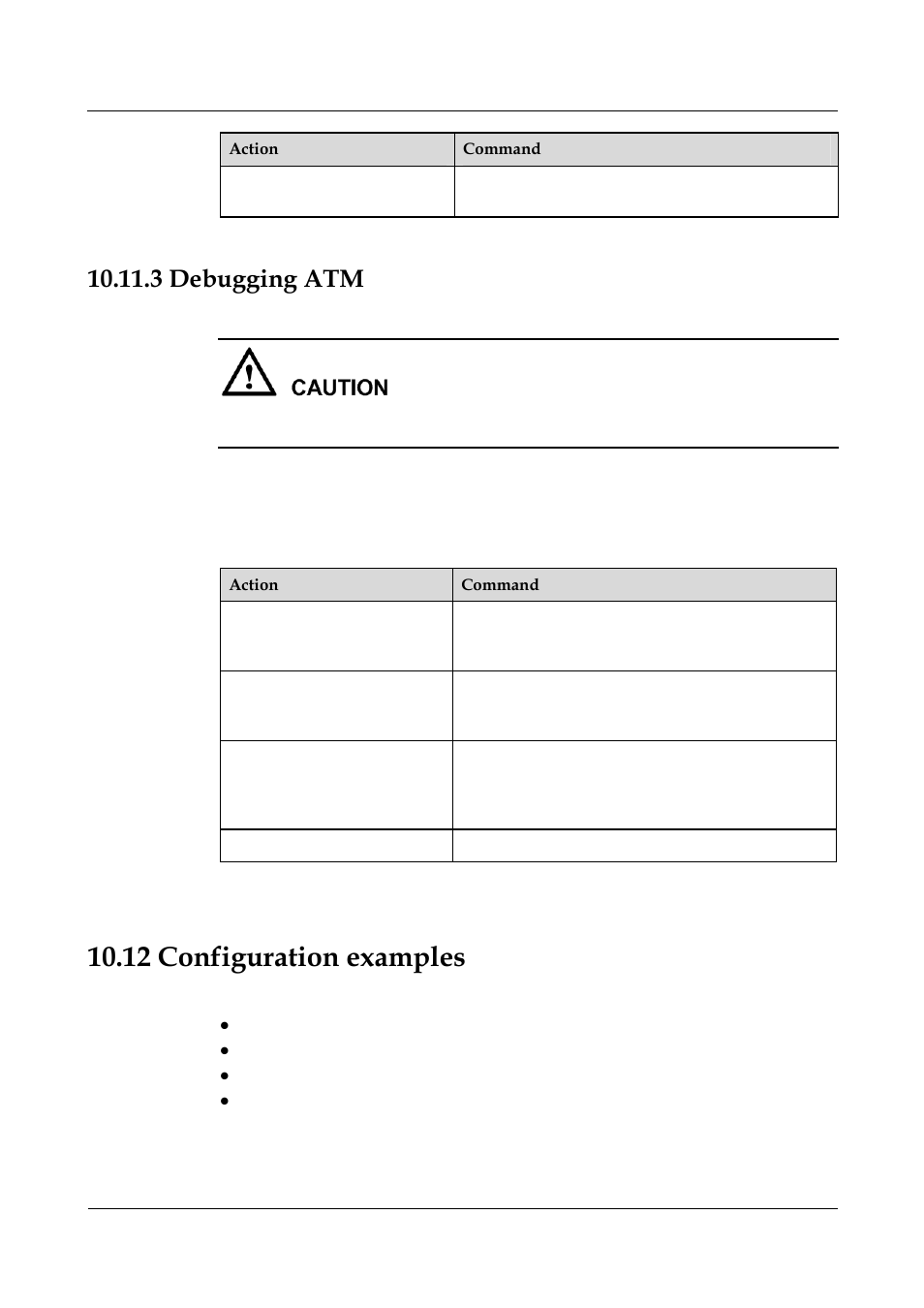 3 debugging atm, 12 configuration examples, 4 configuration examples -5 | 3 debugging atm -30, 10 configuring atm oam, Debugging atm, Caution | Nortel Networks 8000 User Manual | Page 423 / 486