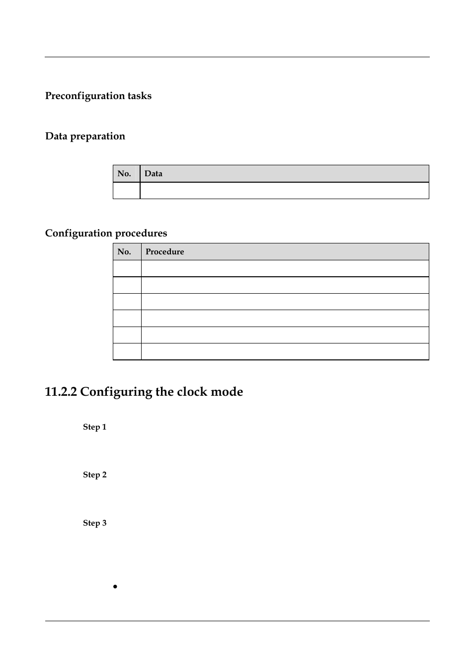 Preconfiguration tasks, Data preparation, 2 configuring the clock mode | 2 configuring the clock mode -5, Configuration, Procedures | Nortel Networks 8000 User Manual | Page 448 / 486