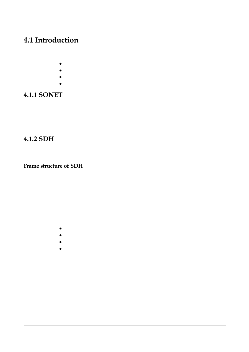1 introduction, 1 sonet, 2 sdh | Frame structure of sdh, 1 introduction -2, 1 sonet -2, 2 sdh -2, 1 sonet 4.1.2 sdh | Nortel Networks 8000 User Manual | Page 63 / 486
