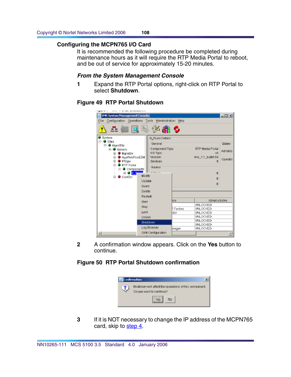 Configuring the mcpn765 i/o card | Nortel Networks NN10265-111 User Manual | Page 108 / 118