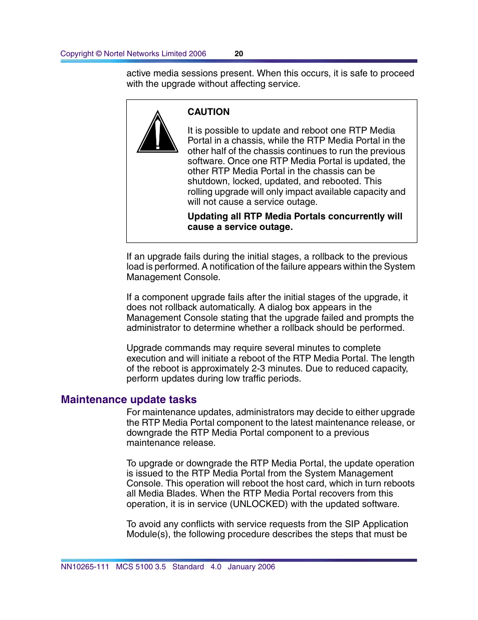 Maintenance update tasks | Nortel Networks NN10265-111 User Manual | Page 20 / 118