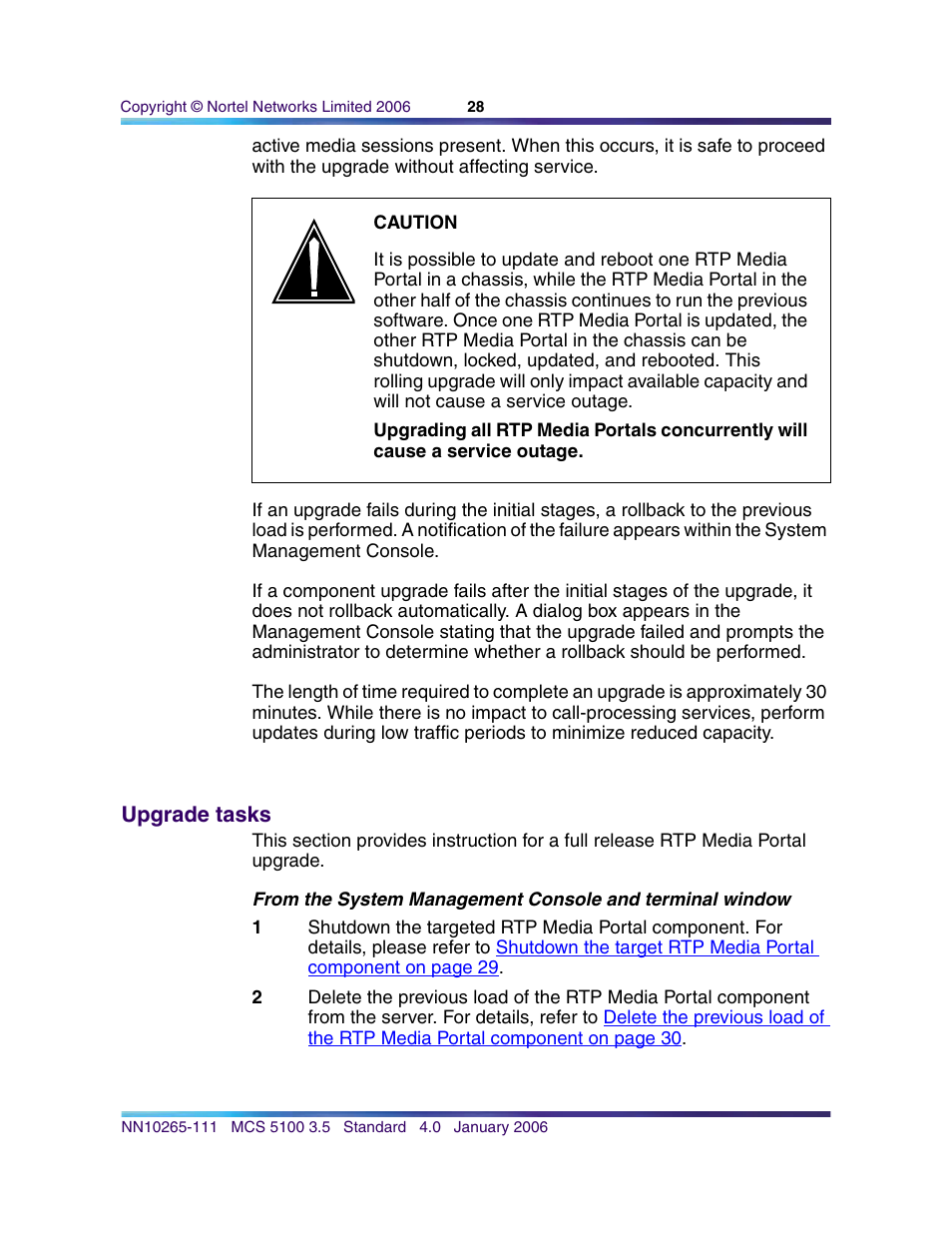 Upgrade tasks | Nortel Networks NN10265-111 User Manual | Page 28 / 118